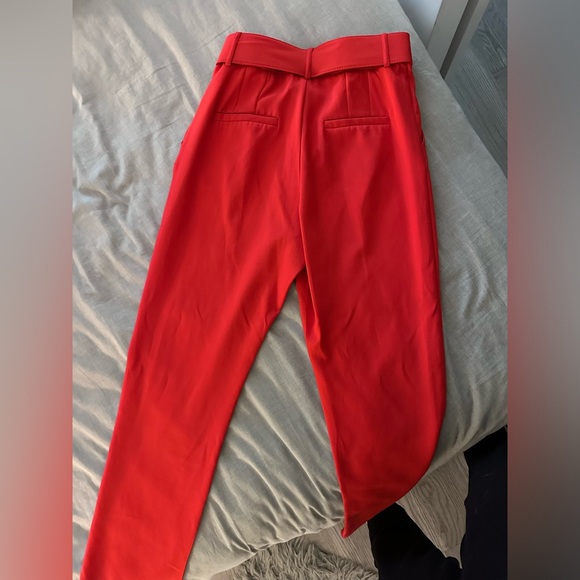 High Waisted Belted Red Trousers - Picture 4 of 4